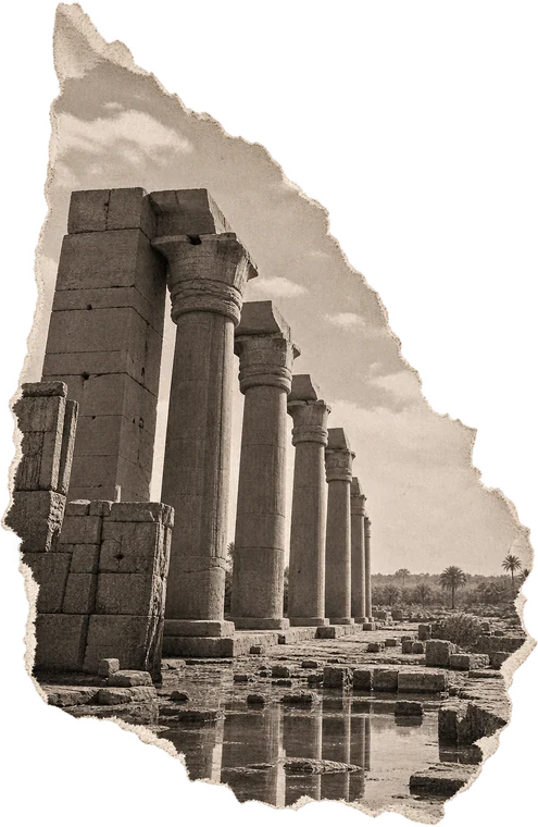 Temple ruins on the riverbank between Aswan and Esna